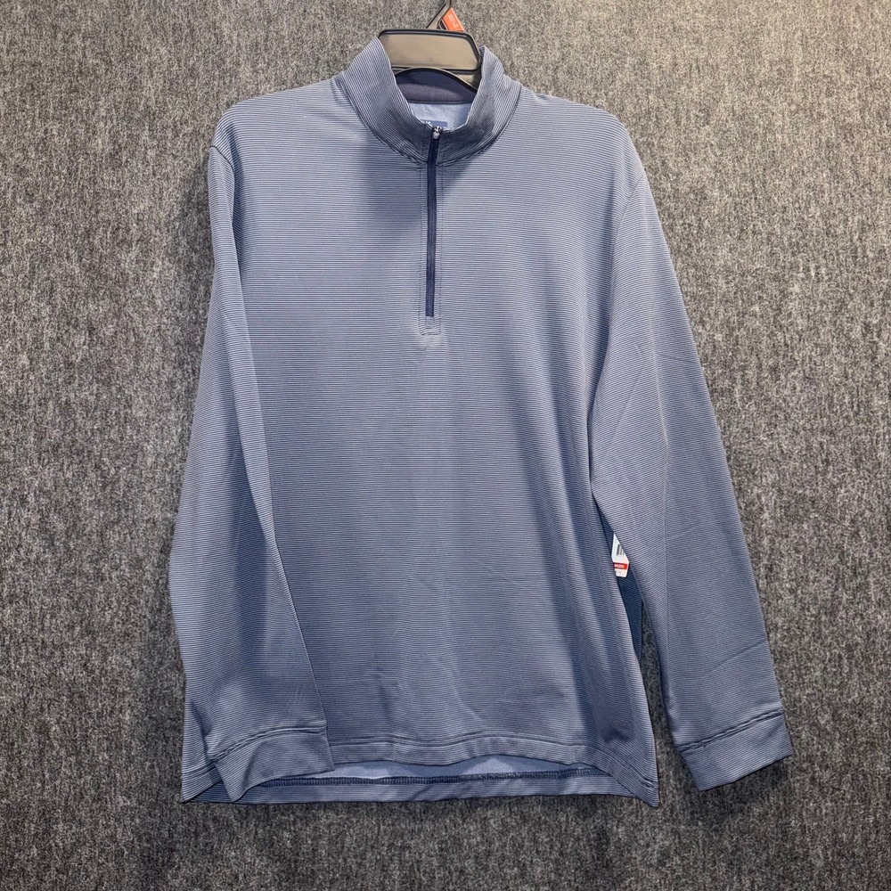Ben Hogan Medium Golf Performance Men Peacoat Blue Striped Quarter Zip Pullover